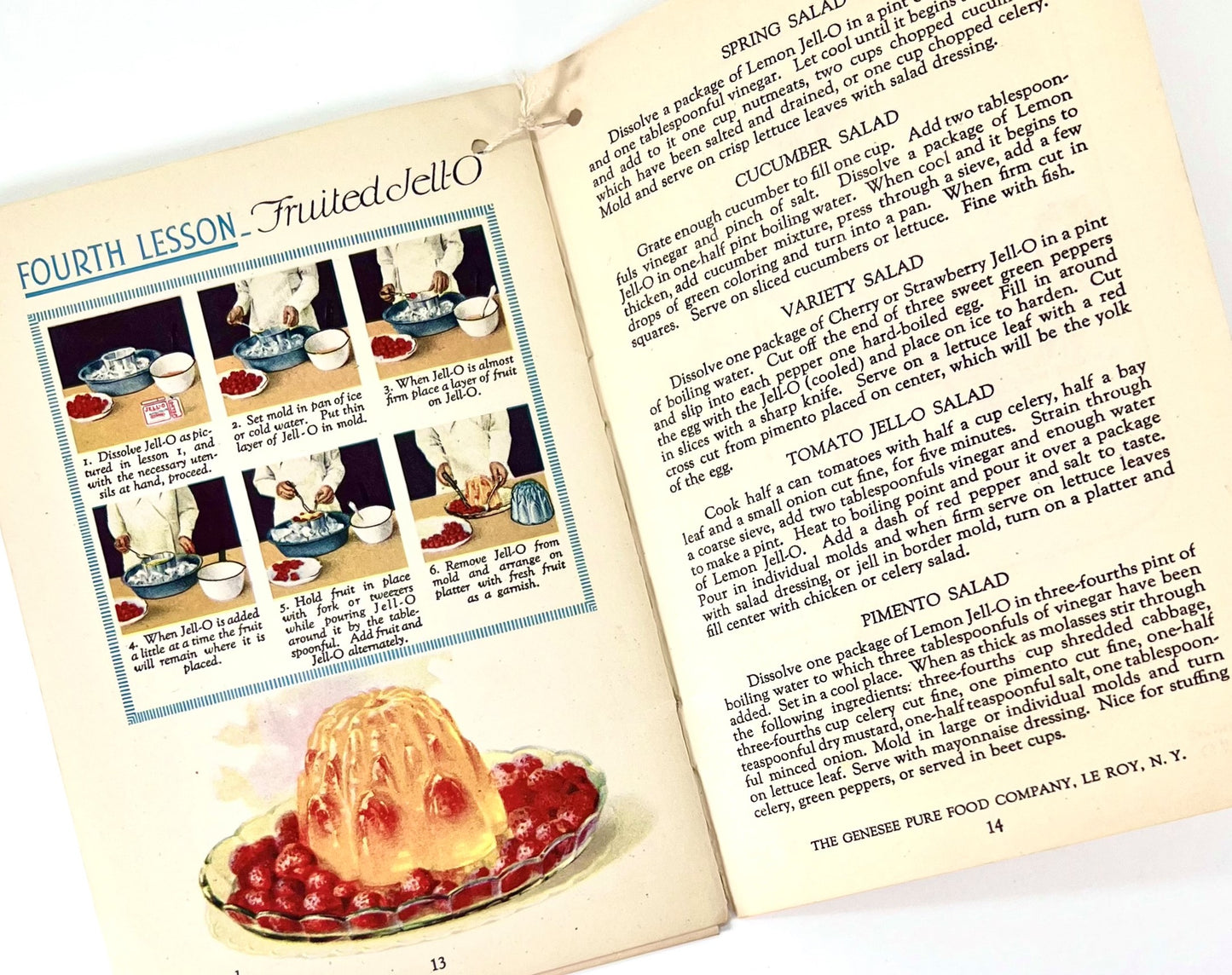 Jello-O Cookbook, 1922, with Jell-O Ice Cream Powder Pamphlet