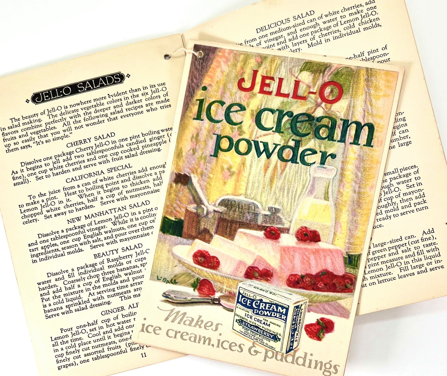 Jell-O Cookbook, 1922, with Jell-O Ice Cream Powder Pamphlet