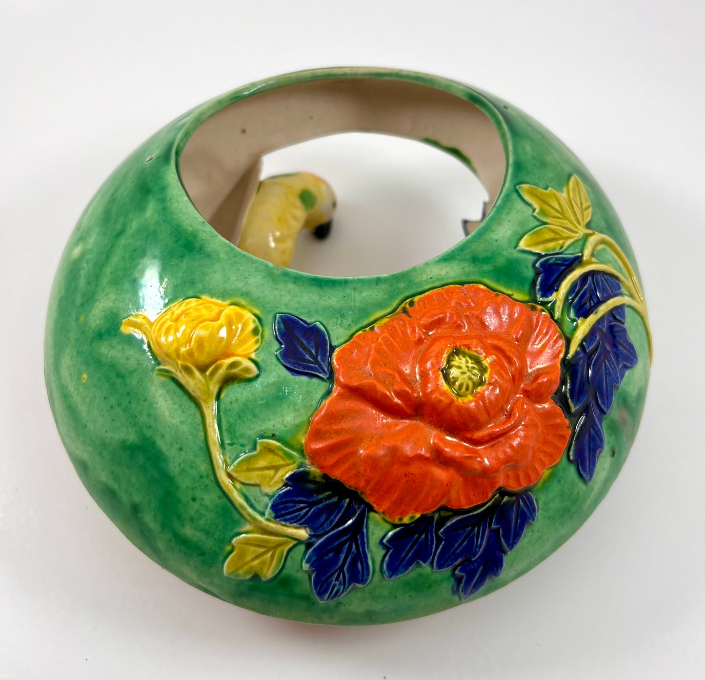Parrot in a Garden Wall Pocket, Mid-century Japan, 1950s