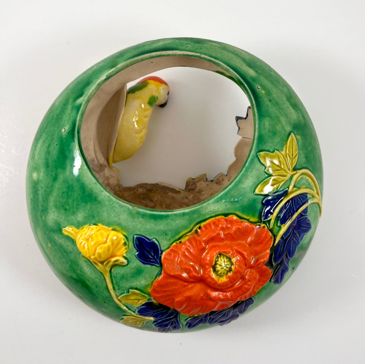 Parrot in a Garden Wall Pocket, Mid-century Japan, 1950s