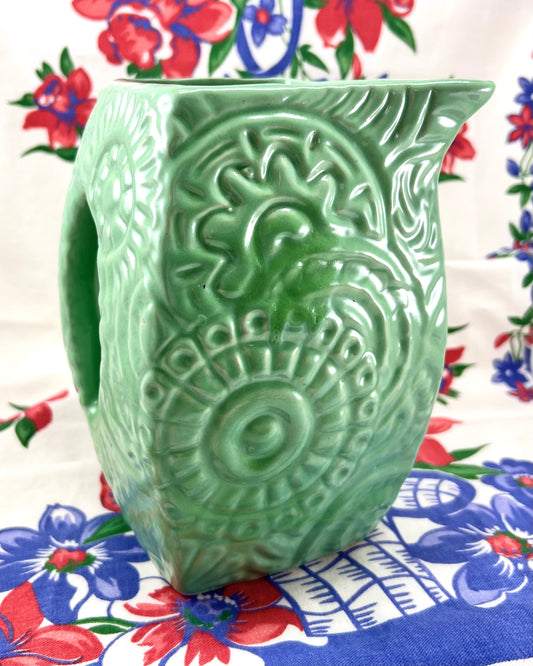 Nilaok Embossed Daisy Pitcher, 1930s-40s