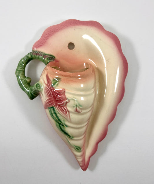 Hull Ceramic Wall Pocket, Woodland Pattern, 1950s Mid-century Art Pottery
