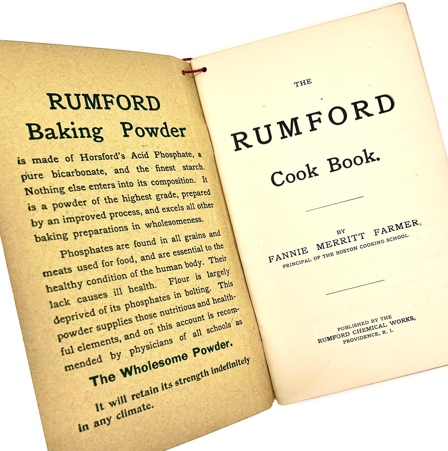 The Rumford Cook Book, by Fannie Farmer, c. 1910