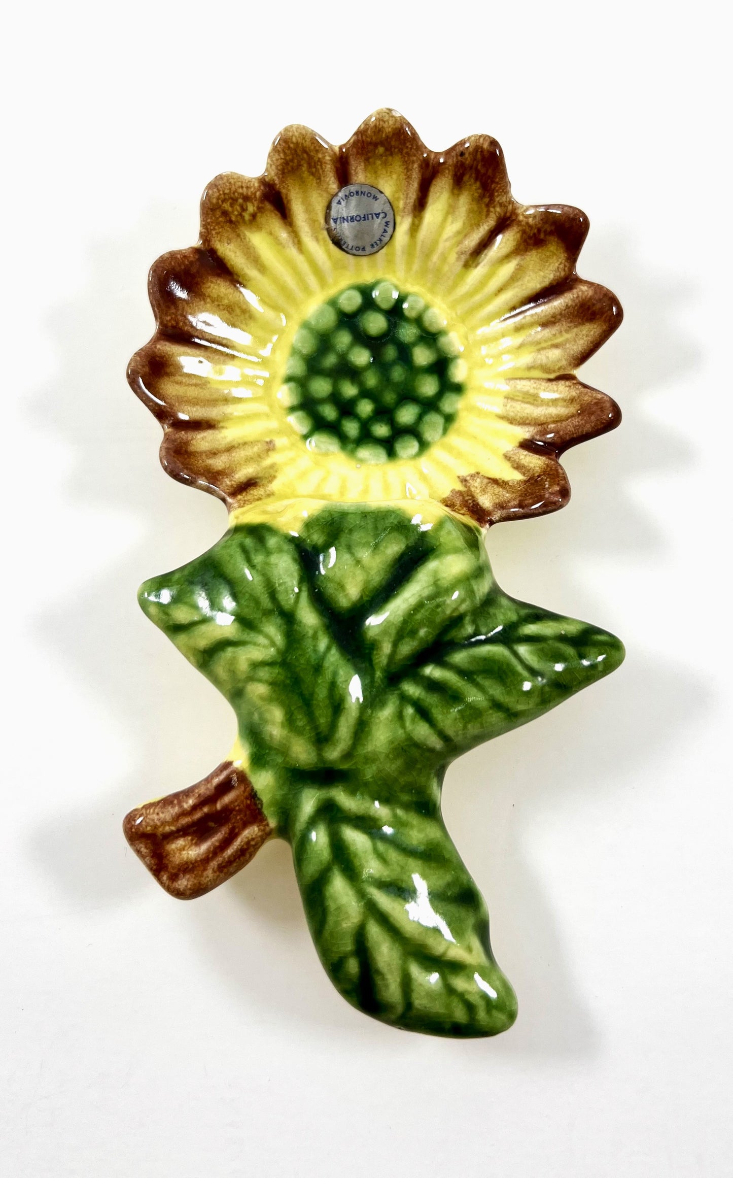 Sunflower Ceramic Wall Pocket, Walker Potteries, California, 1940s