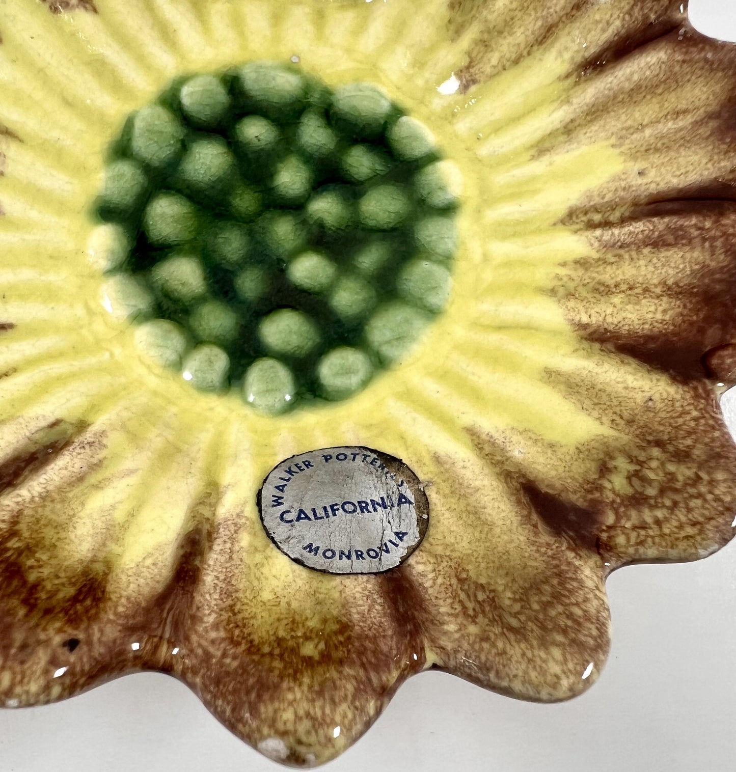 Sunflower Ceramic Wall Pocket, Walker Potteries, California, 1940s