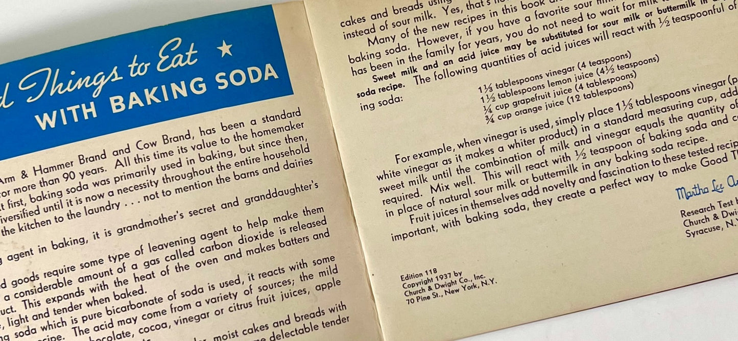 Good Things to Eat Advertising Cookbooklet from Arm & Hammer Baking Soda, 1937