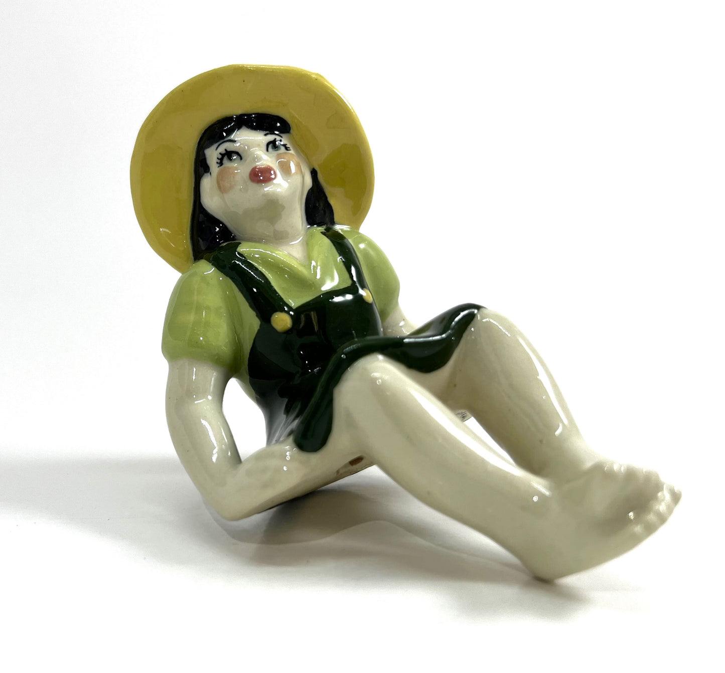 Ceramic Arts Studio Figurine, Garden Girl in Green Dress Shelf Sitter, 1940-1956