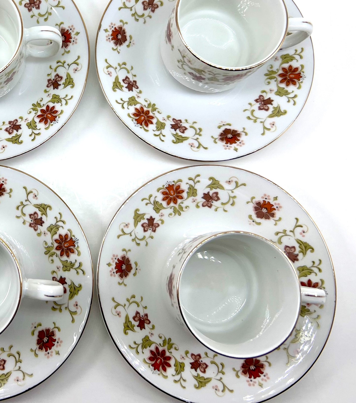 Demitasse Cup and Saucer Set, Elegant Autumn Floral