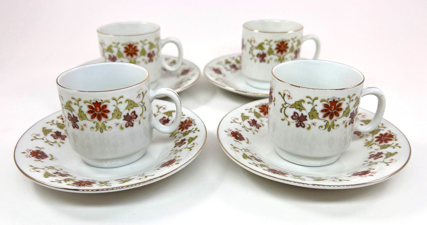 Demitasse Cup and Saucer Set, Elegant Autumn Floral