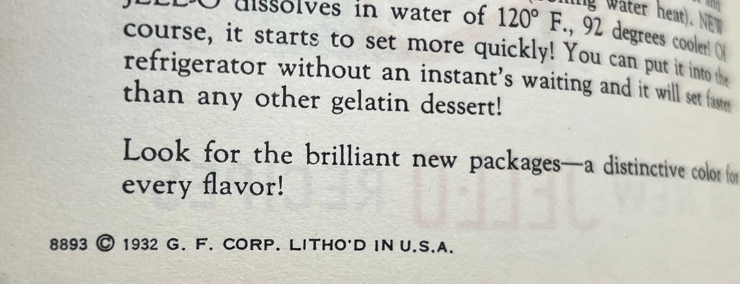 1932 Jell-O No Boil Recipe Booklet, Try the New Jell-O Cookbooklet