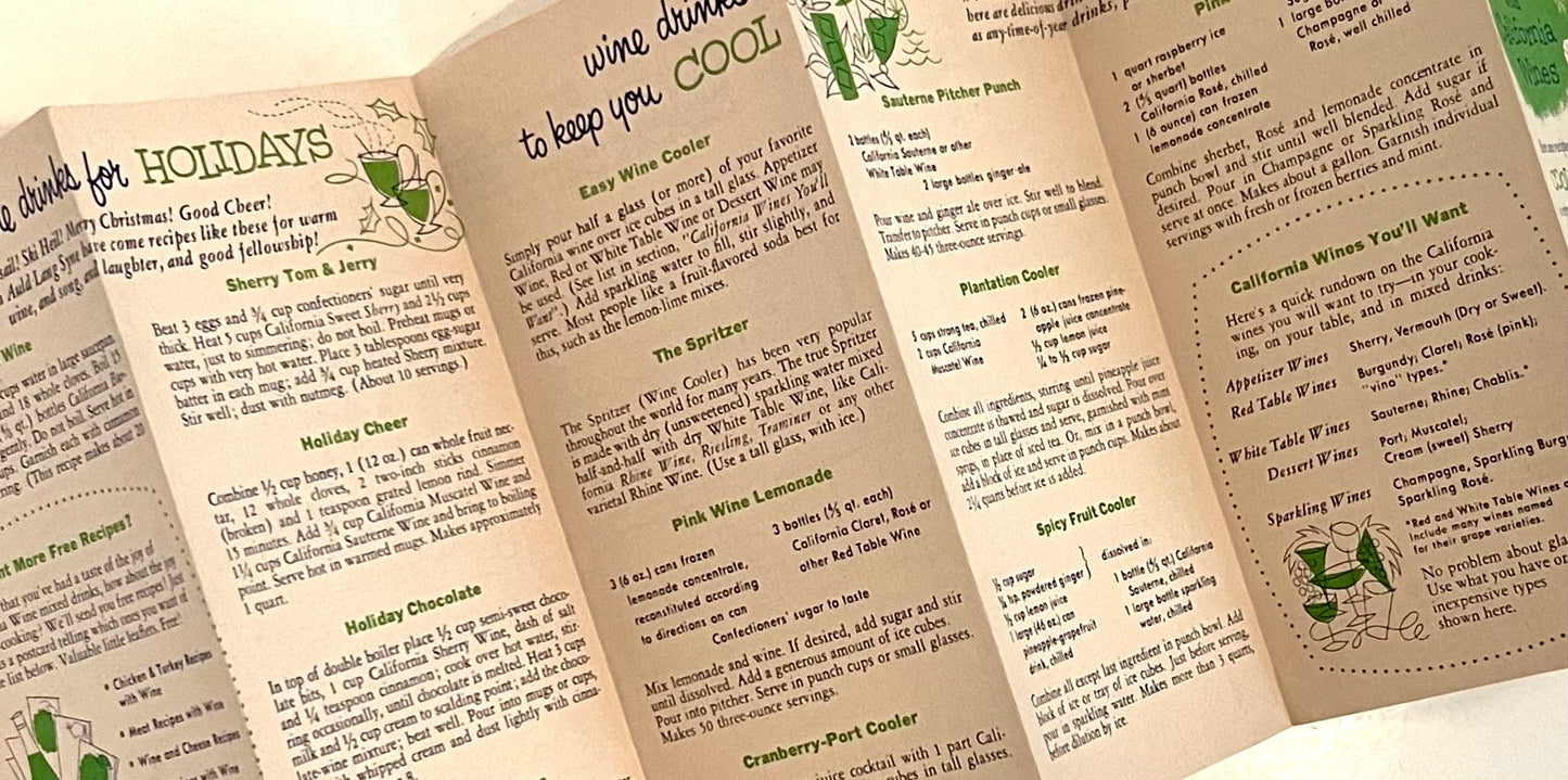 Recipes for Wine Drinks with California Wines, 1950s