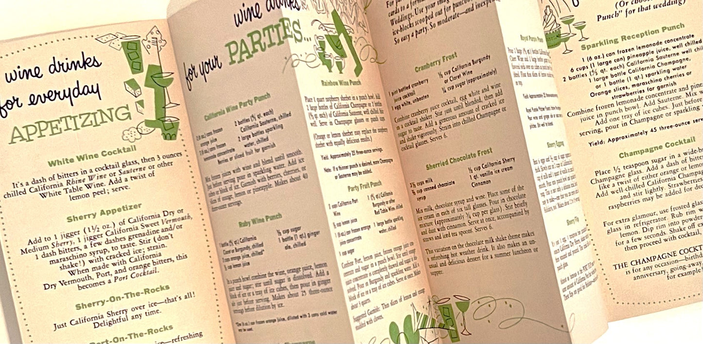 Recipes for Wine Drinks with California Wines, 1950s
