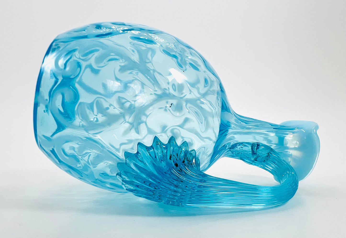 Blue Opalescent Cruet, Brocade/Spanish Lace Pattern, Northwood Glass Company, c. 1899