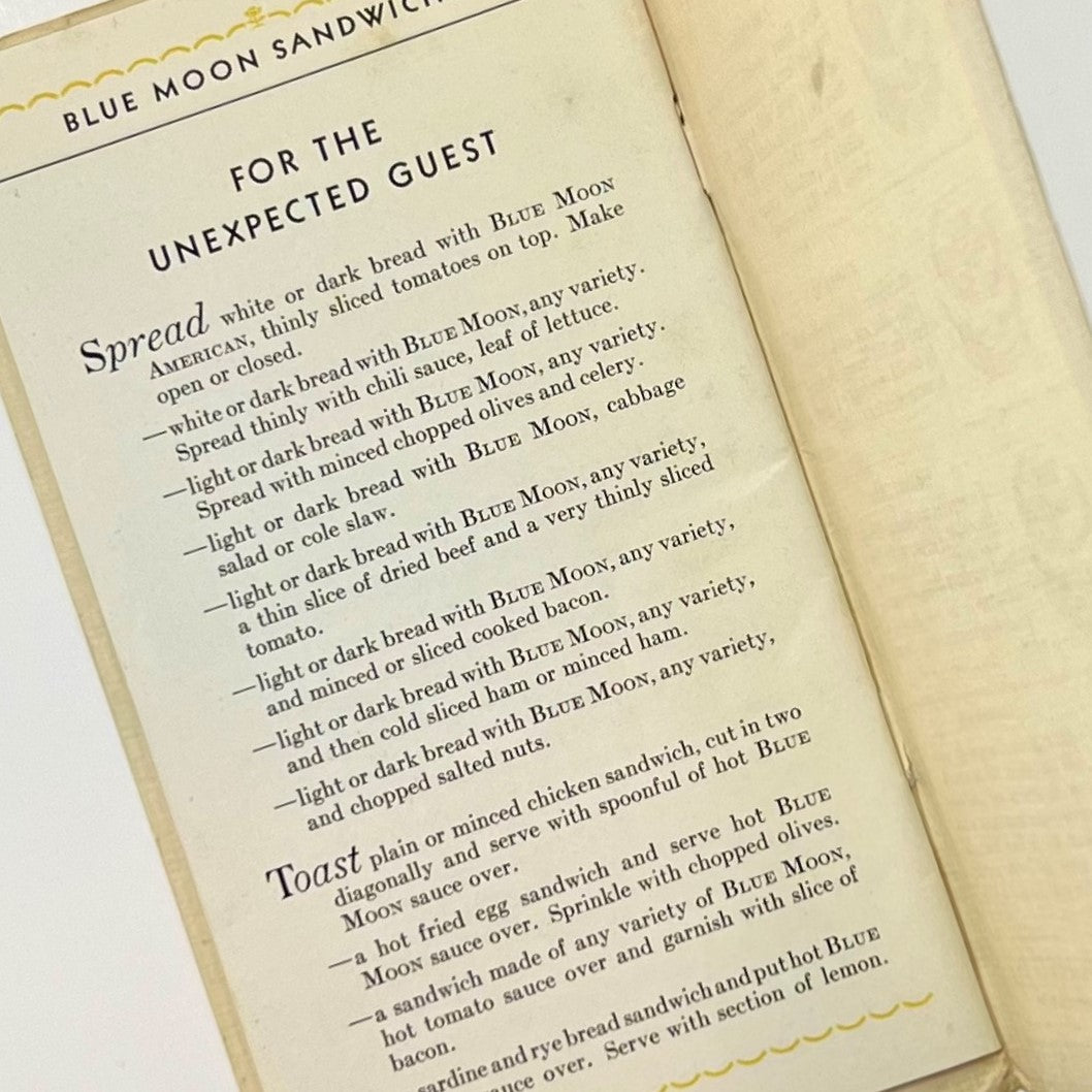 Blue Moon Cheese Products Recipe Cookbooklet, c. 1920s