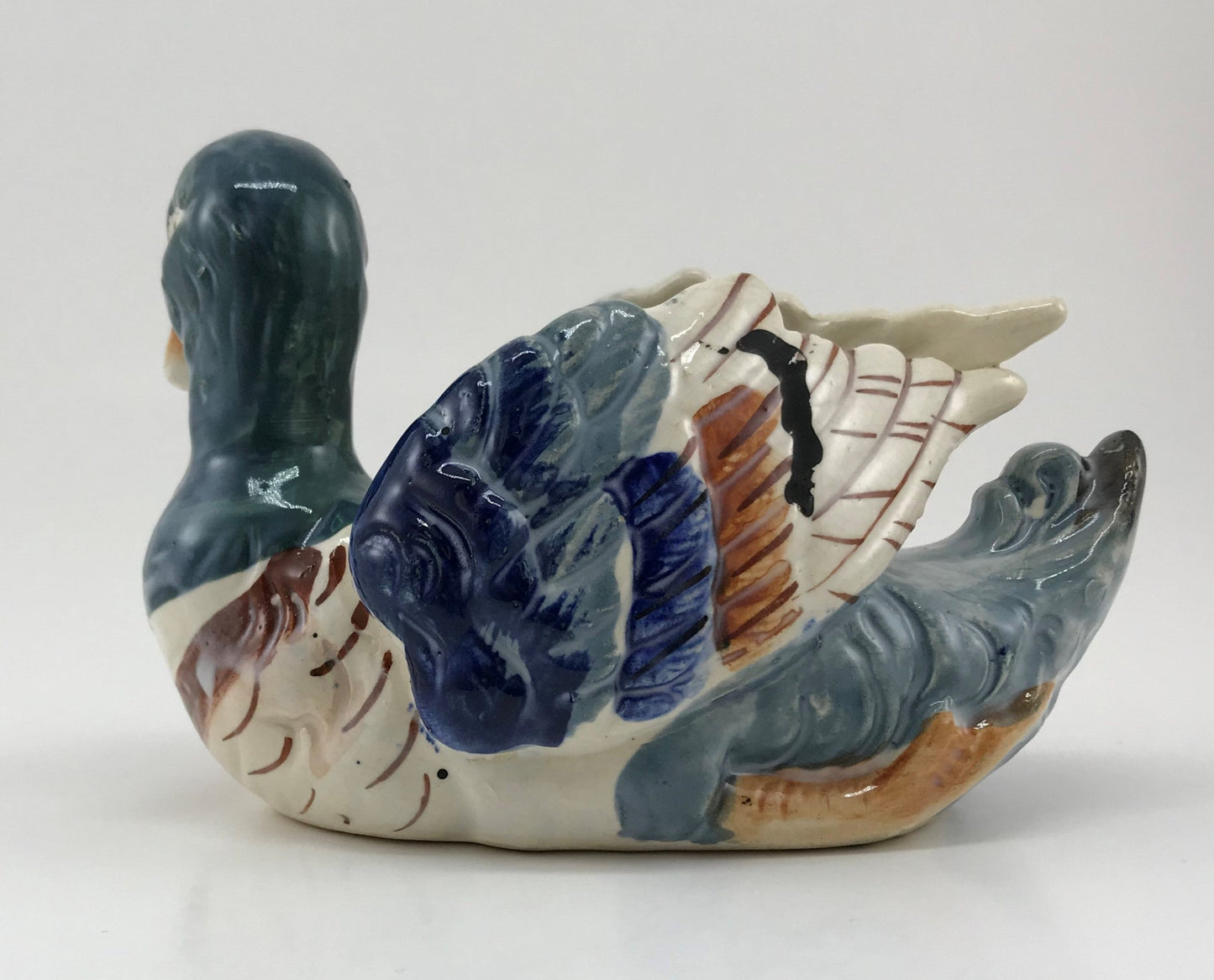 Occupied Japan Hand-painted Ceramic Duck Planter Vase Occupied Japan 1940s