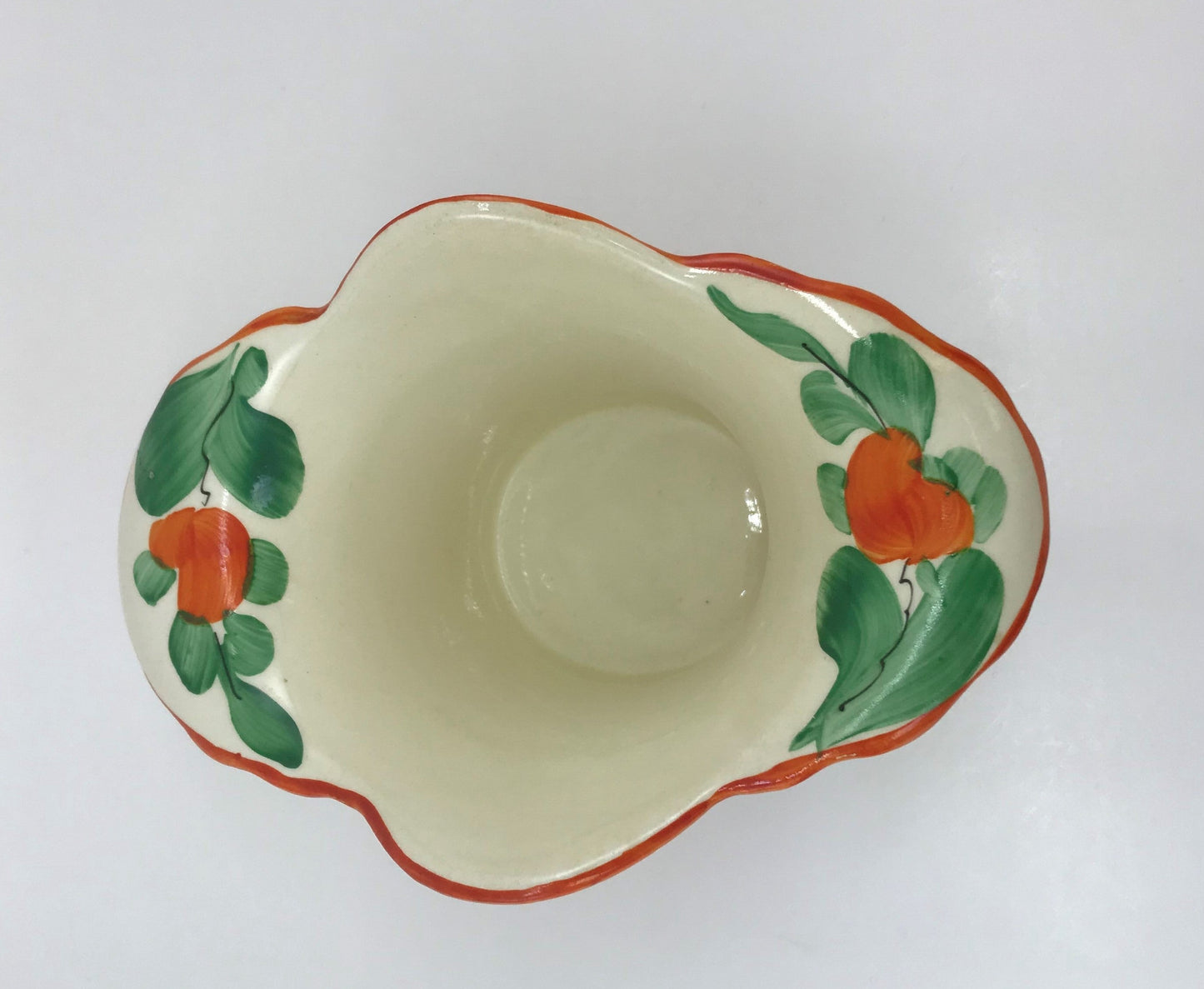 Czechoslovakian Fluted Vase with Hand-painted Flowers, 1920s