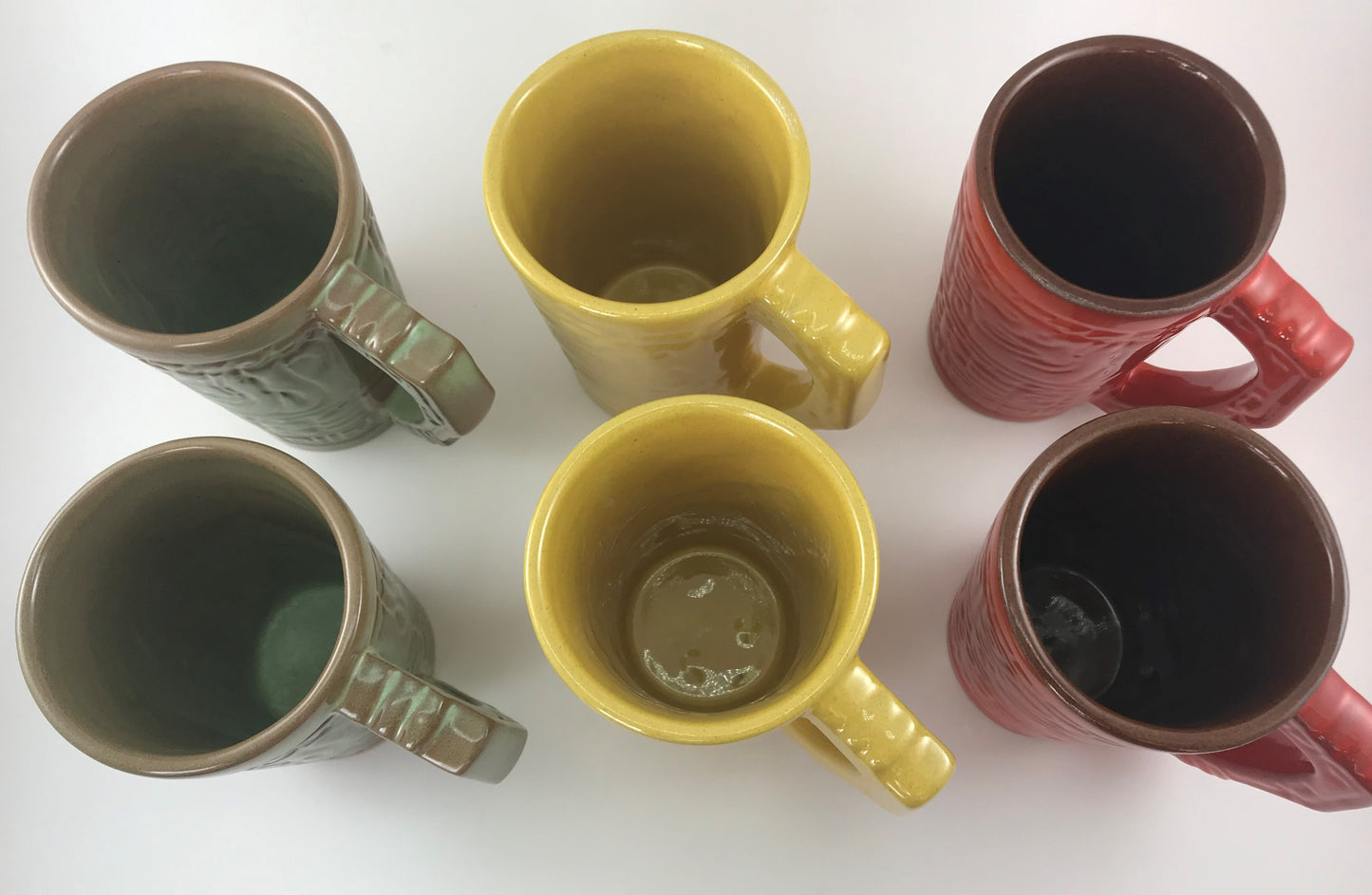 Frankoma Pottery Mug Set of Six, Mayan-Aztec Pattern