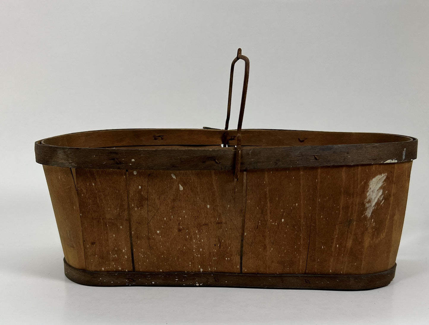 Fruit Harvesting Basket, Wood with Metal Handle, Lakemont, NY, Finger Lakes