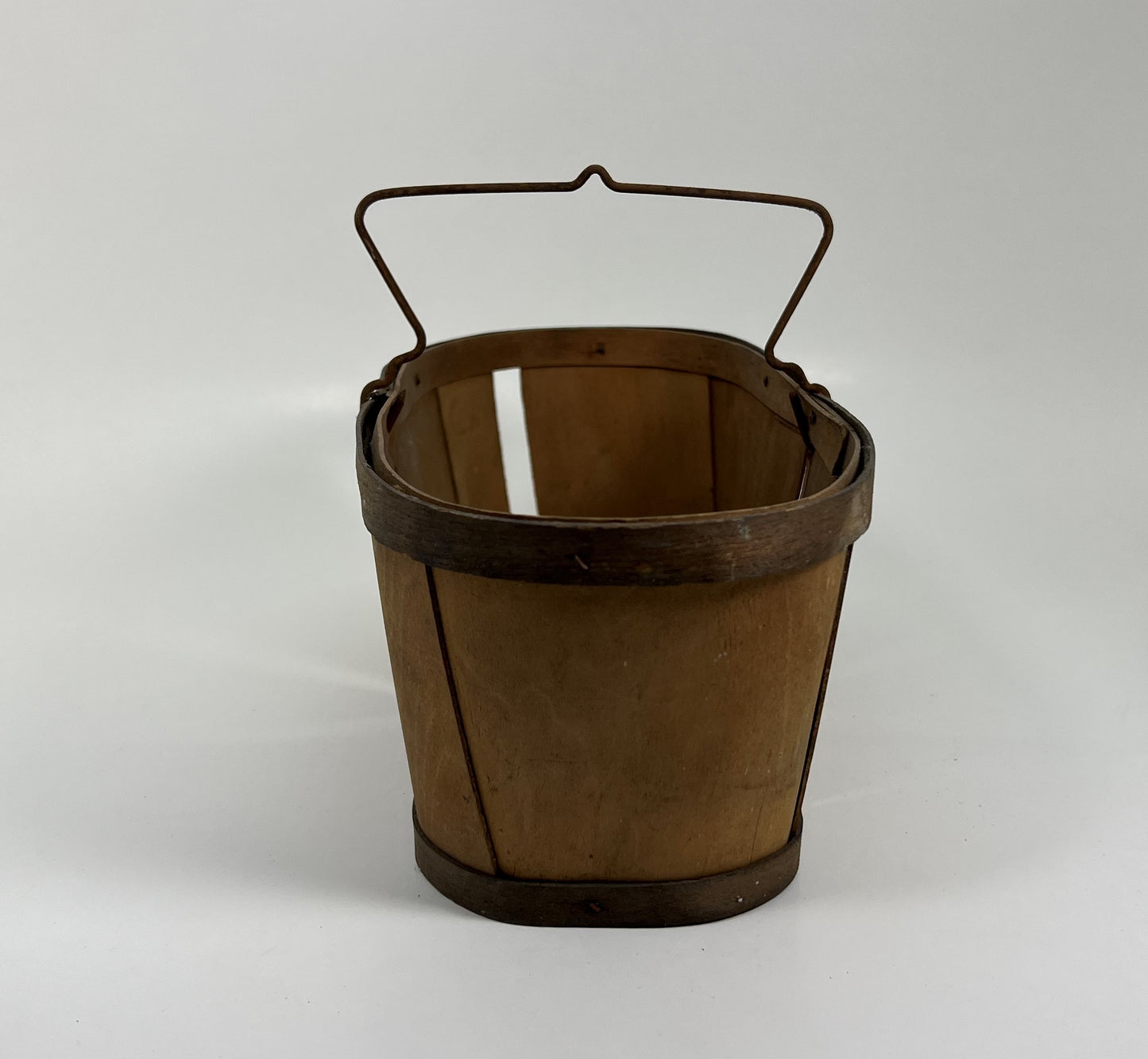 Fruit Harvesting Basket, Wood with Metal Handle, Lakemont, NY, Finger Lakes