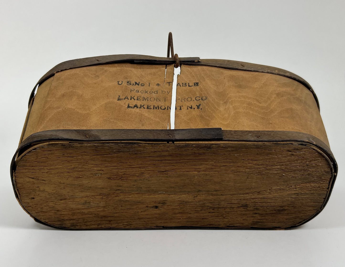 Fruit Harvesting Basket, Wood with Metal Handle, Lakemont, NY, Finger Lakes