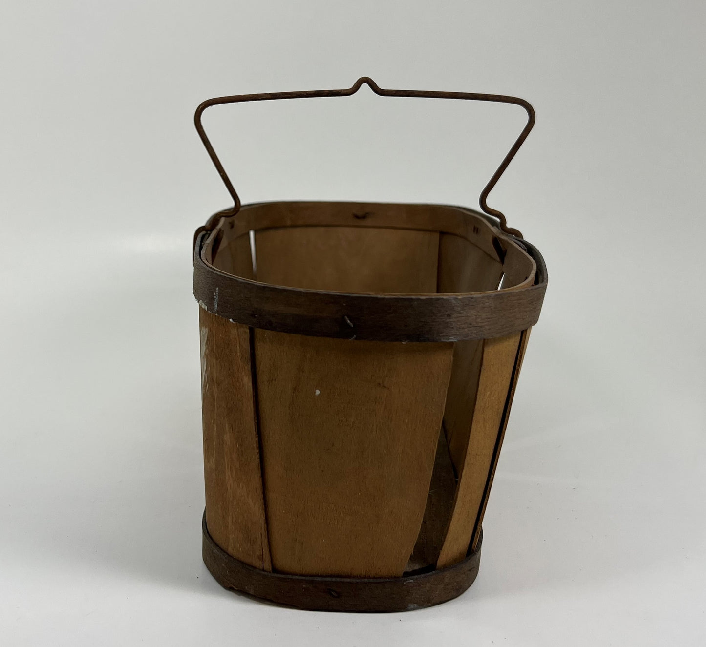 Fruit Harvesting Basket, Wood with Metal Handle, Lakemont, NY, Finger Lakes