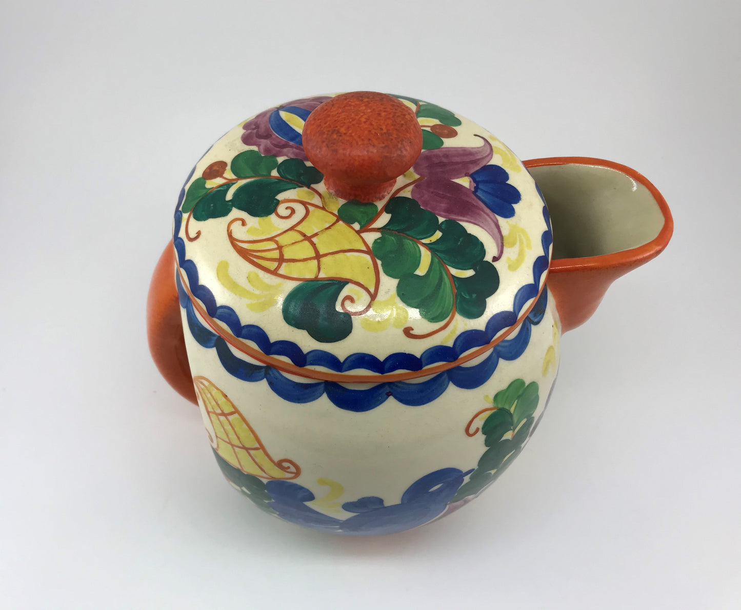 Peasant Art Bluebird Teapot, J. Mrazek Czechoslovakia 1920s
