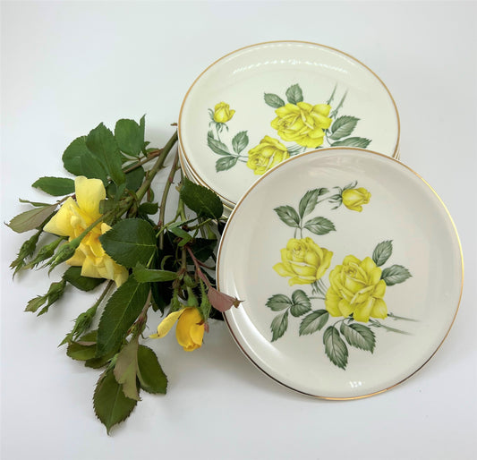 Paden City Shenandoah Ware Golden Scepter Yellow Rose Plates