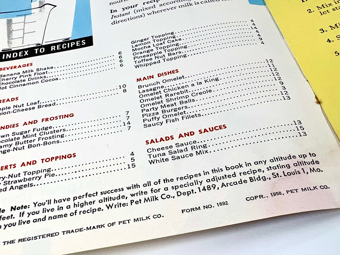 Sparkle in Your Meals Cookbooklet from PET Instant Nonfat Dry Milk, 1958