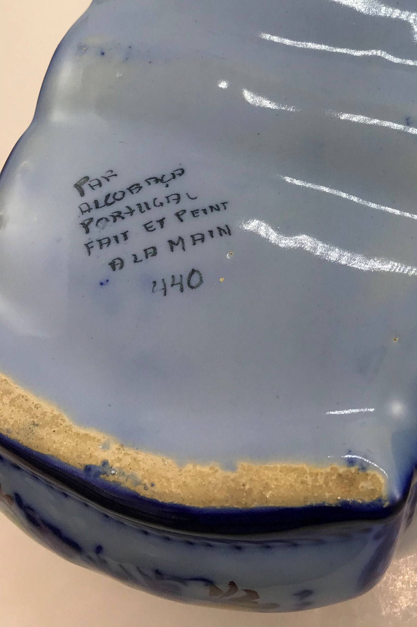 Portuguese Ceramic Soup Tureen with Lid, Hand-painted Alcobaça Pottery
