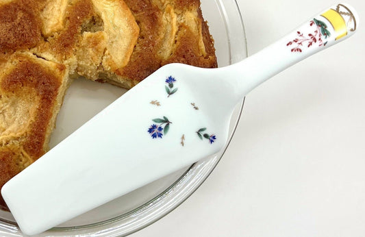 Floral Ceramic Cake/Pie Server with Decorative Handle