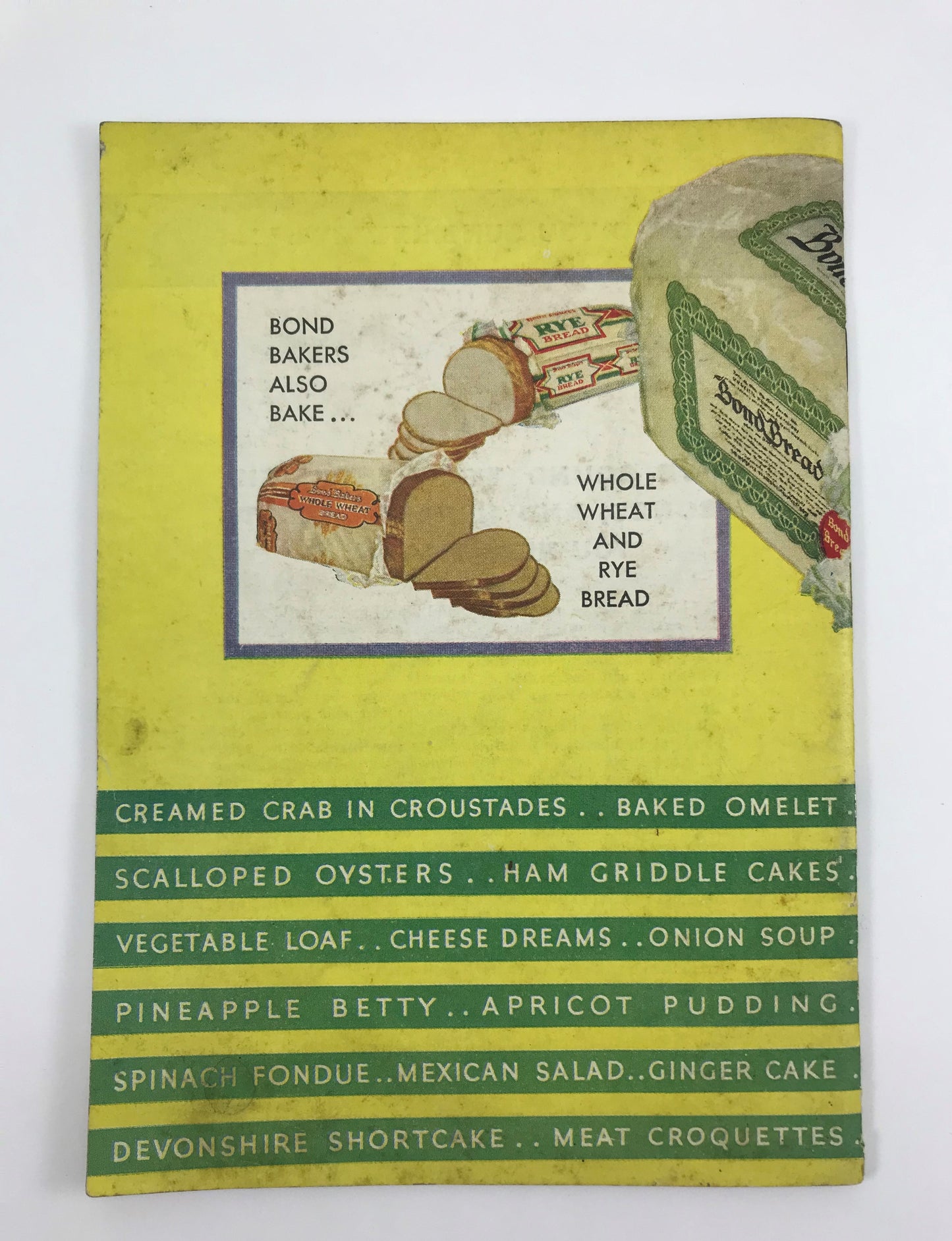 General Baking Company Bond Bread Cookbooklet, 1931, Depression-era Recipes
