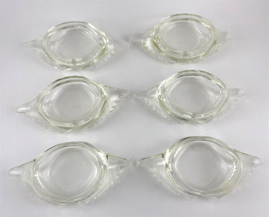 Glasbake Clear Glass Deviled Crab Imperial Baking Shell Set of Six