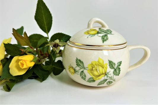 Paden City Pottery Shenandoah Ware "Golden Scepter" Yellow Rose Sugar Bowl