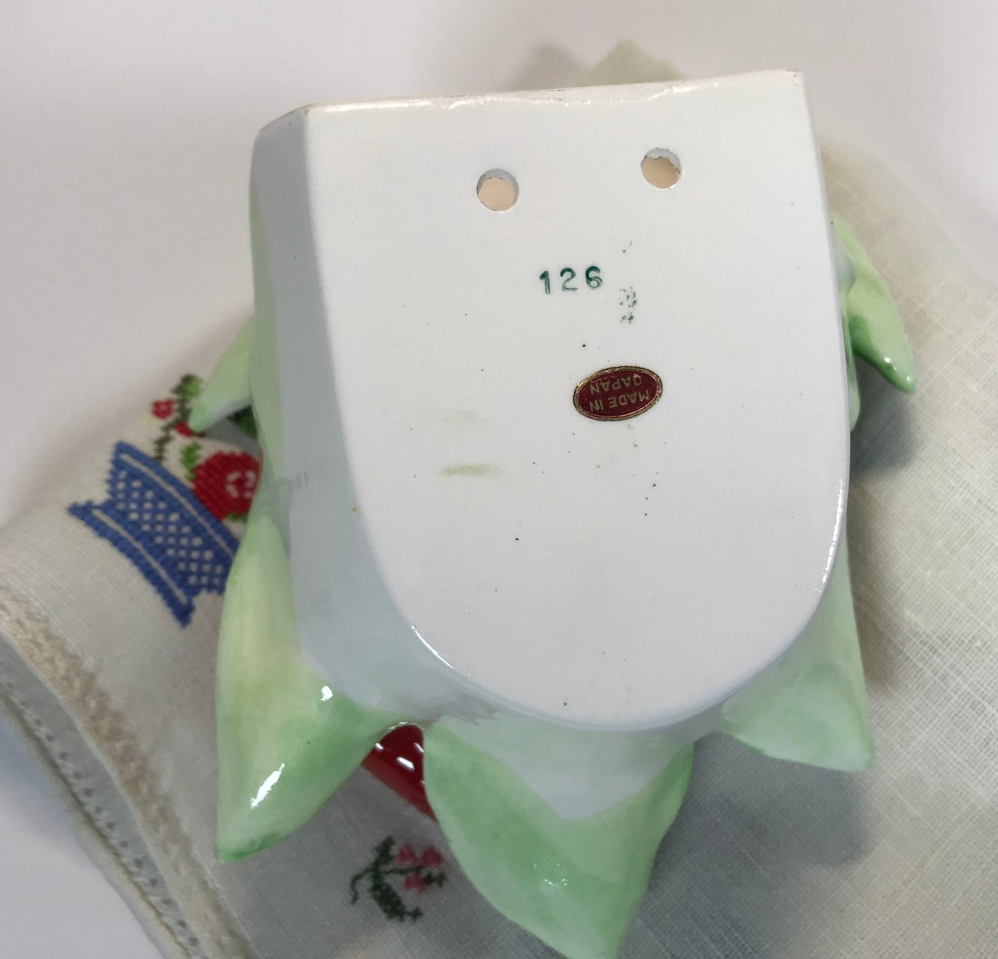 Green and Red Peppers Mid-century Ceramic Kitchen Wall Pocket 1950s