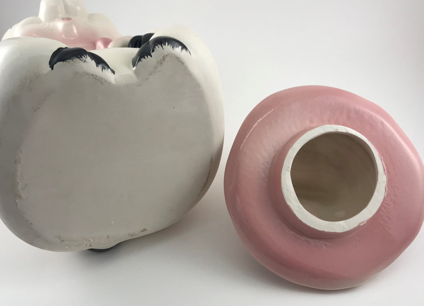 Piggy with a Pink Hat Cookie Jar, Mid-century Ceramic