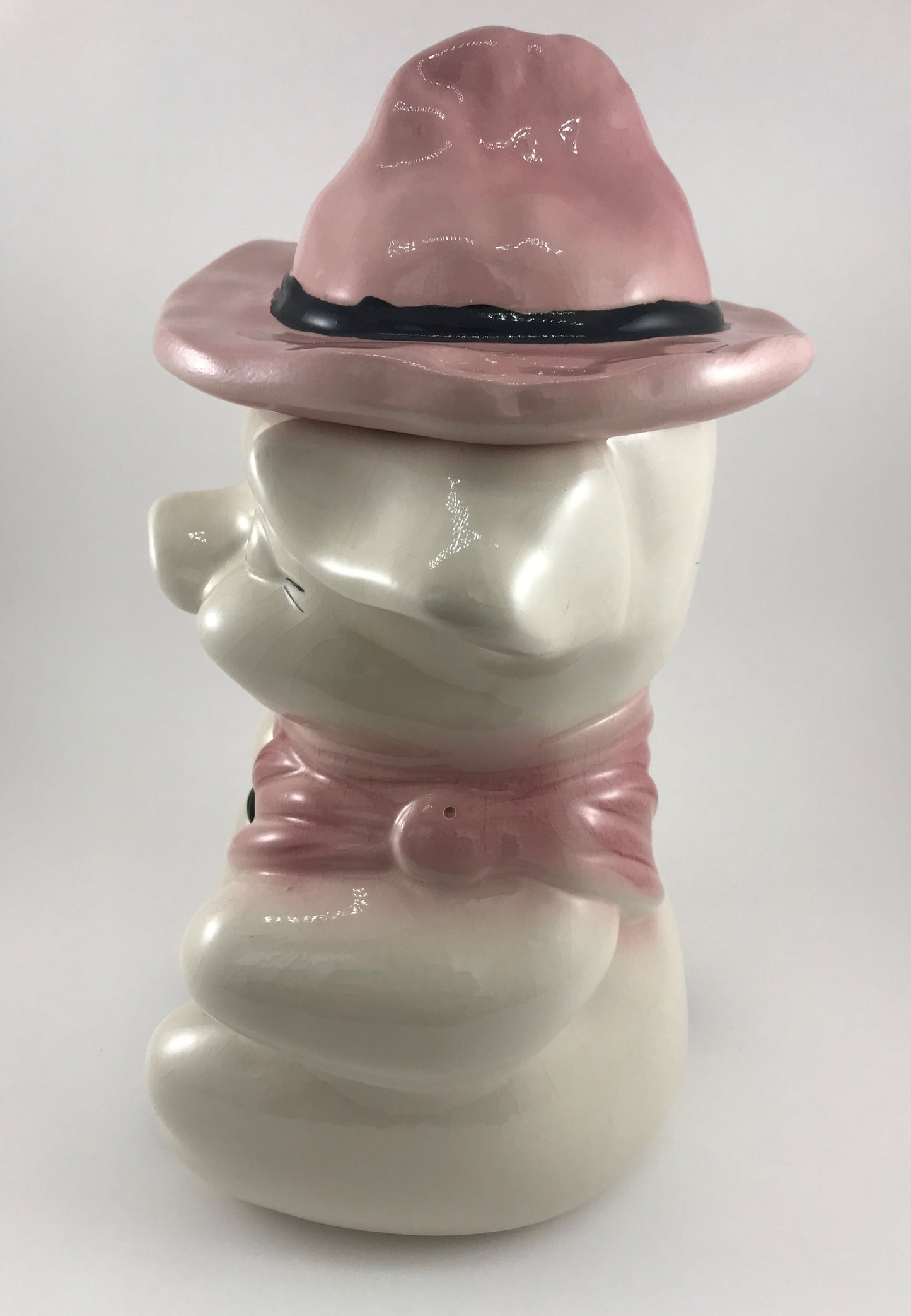 Piggy with a Pink Hat Cookie Jar, Mid-century Ceramic
