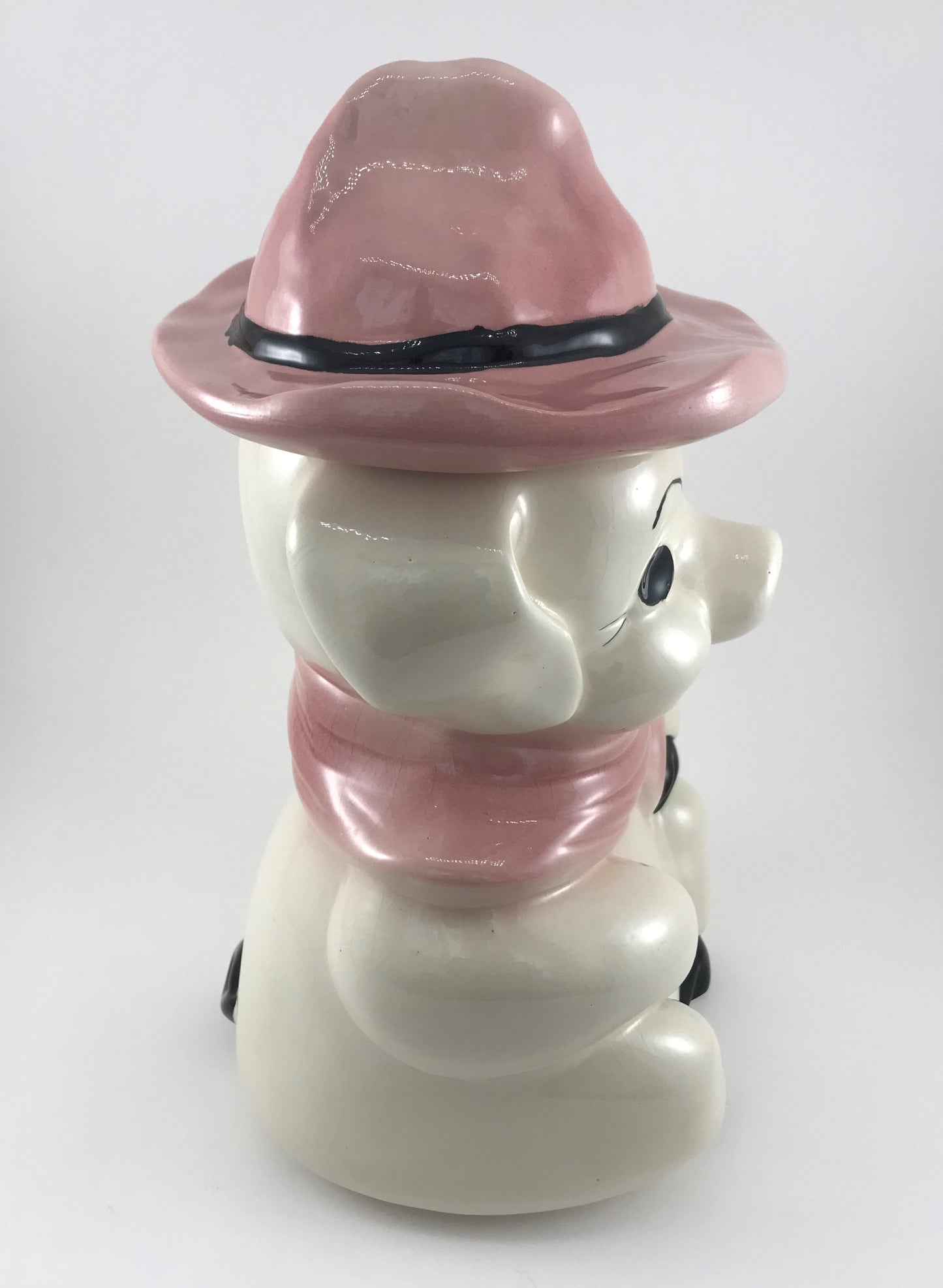 Piggy with a Pink Hat Cookie Jar, Mid-century Ceramic