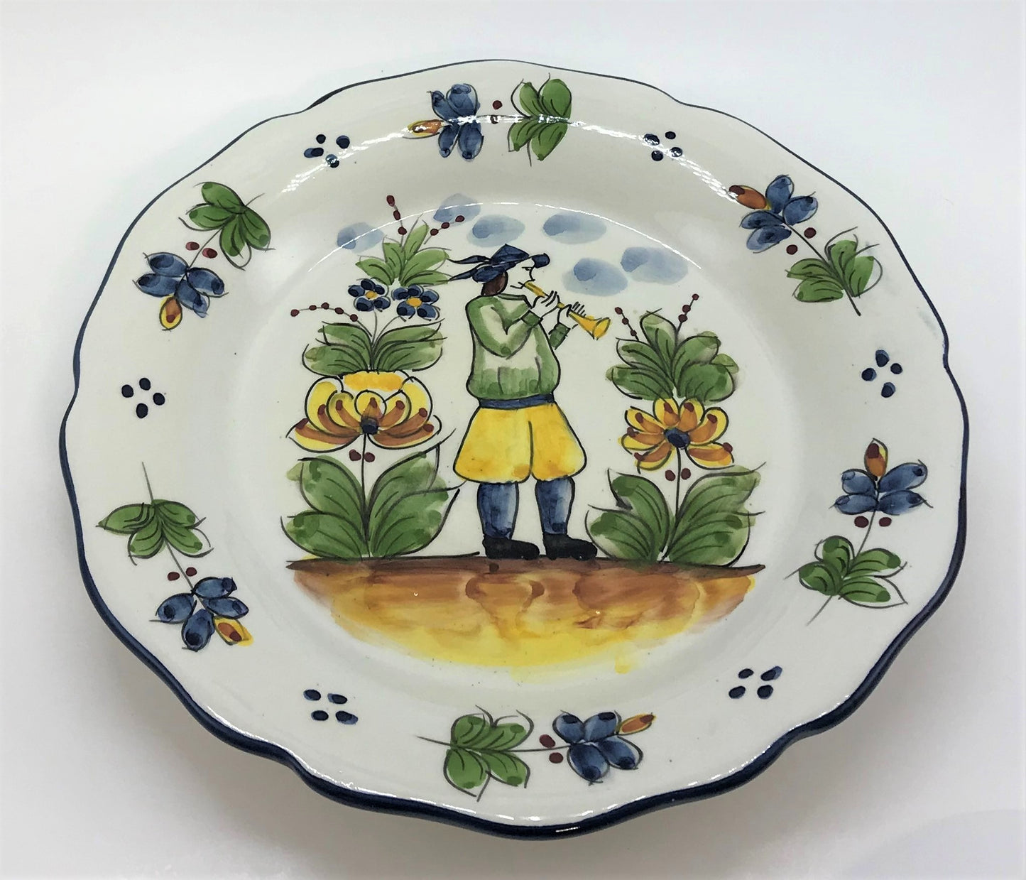 Portuguese Peasant Art Plates with Floral Detailing - Set of Four
