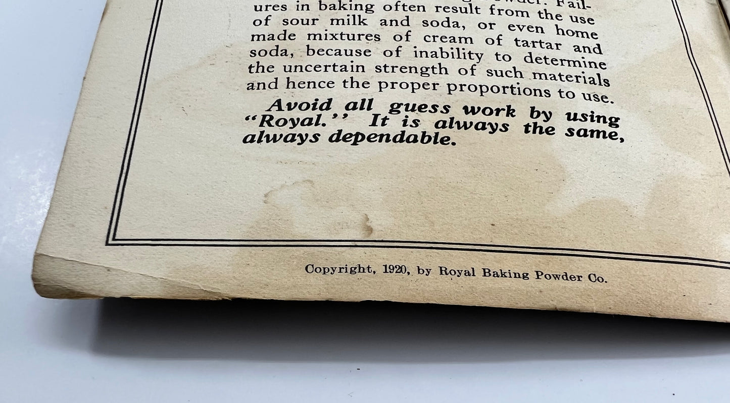 New Royal Cook Book, Royal Baking Powder Co., 1920