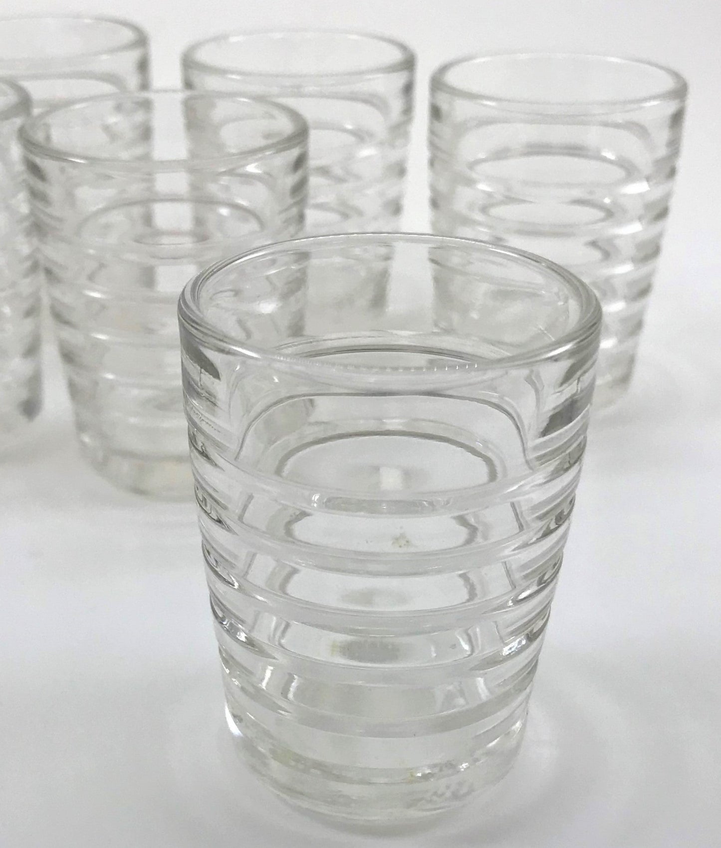 Ribbed Shot Glasses, Mid-century Barware Set of Six