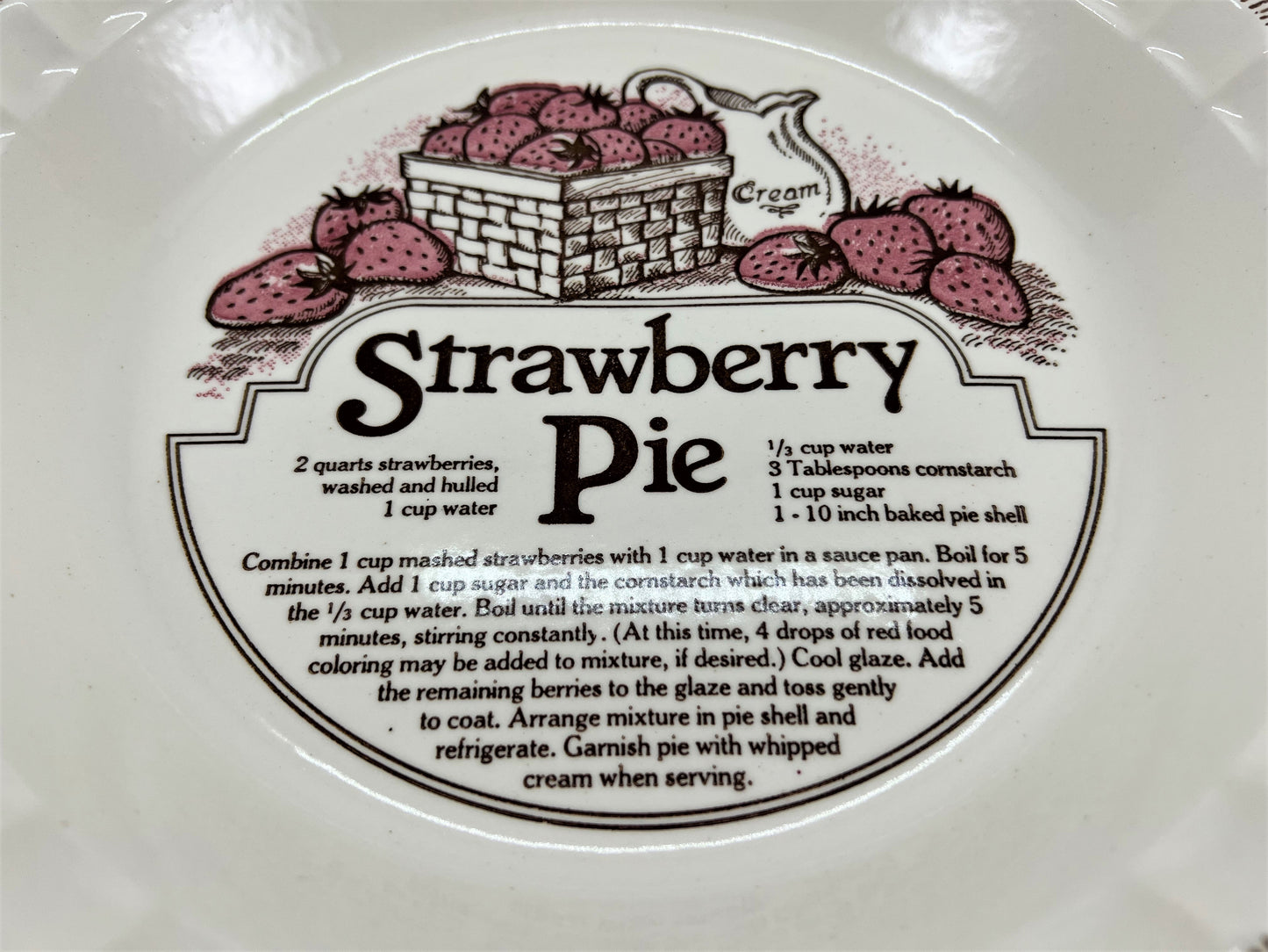 Strawberry Pie Recipe Plate, Royal China by Jeanette