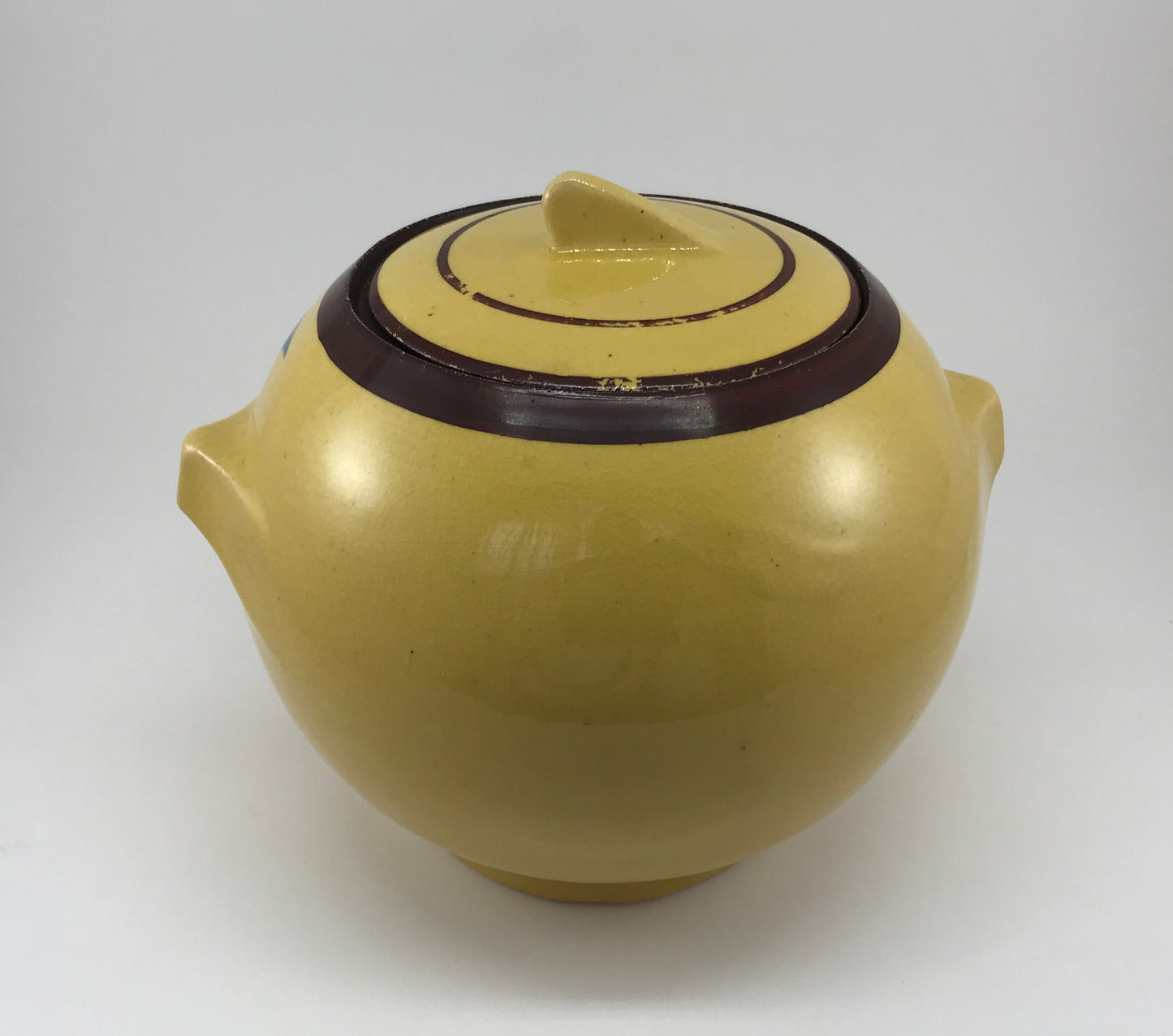 McCoy Cookie Jar, Yellow with Hand-painted Blue Flowers, c. 1939