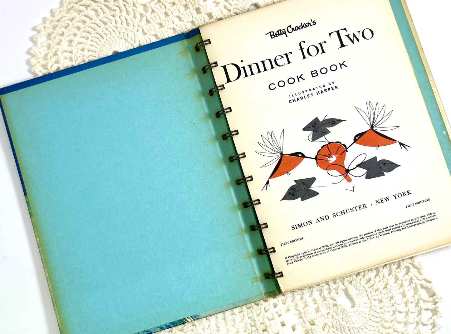 Betty Crocker's Dinner for Two Cook Book, First Ediition, First Printing, 1958