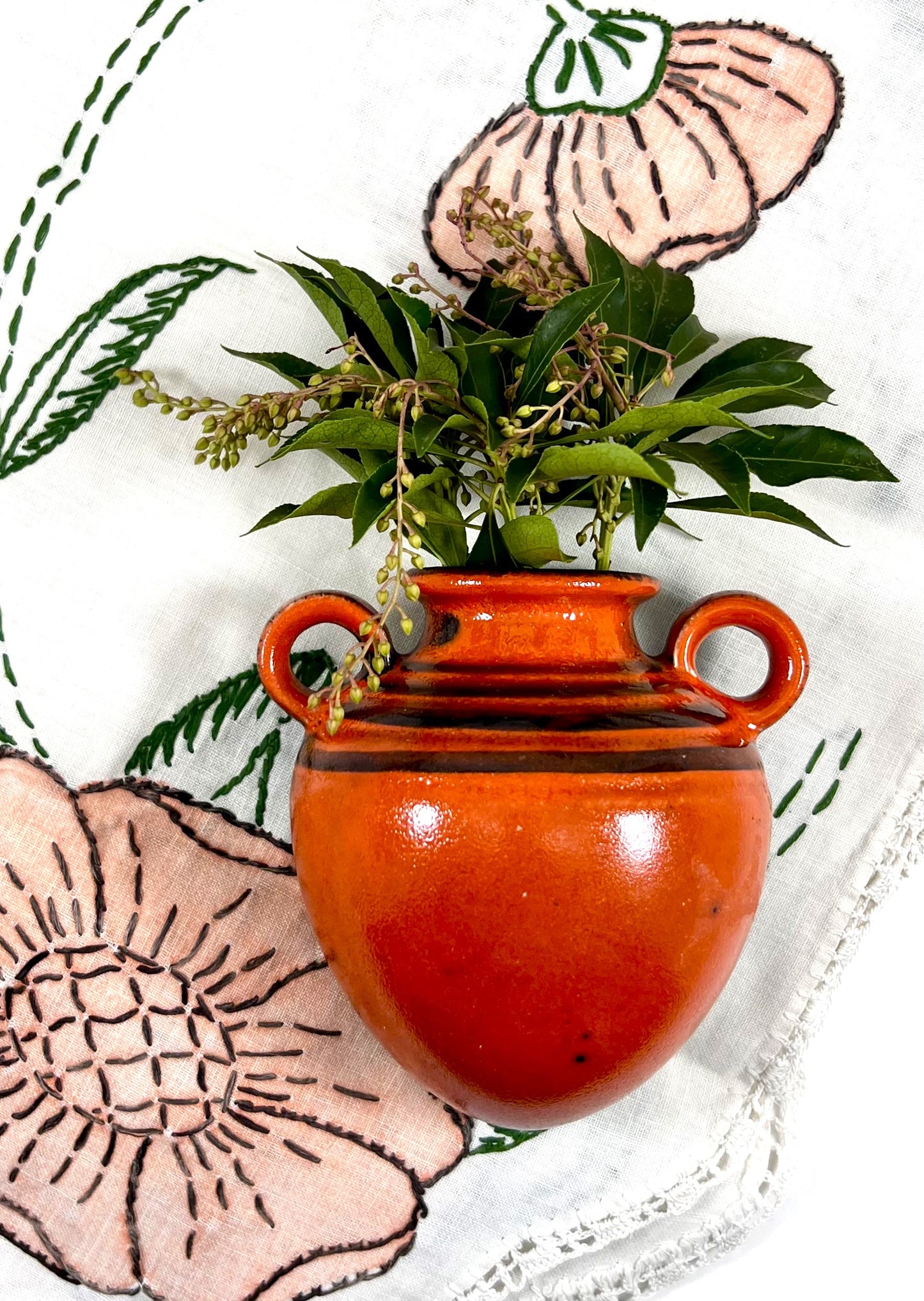 German Wall Pocket, Fire Ember Orange Urn