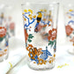Mid-century Jewel-toned Drinking Glass Set of Six with Garden and Parrot