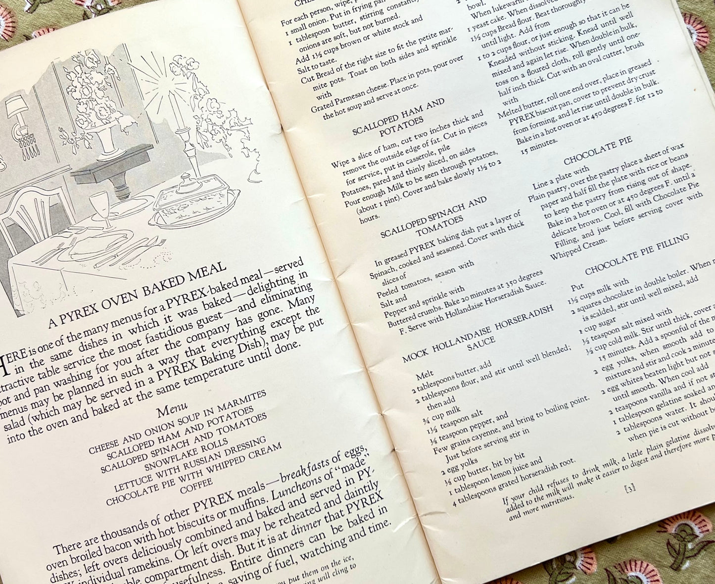 Pyrex Experts Book on Better Cooking, 1924 Recipe Booklet with Friends Promo