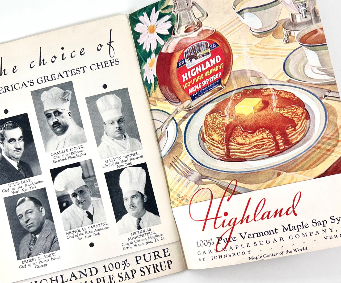 Highland Maple Syrup Recipes from Old Vermont Cookbooklet, 1930s