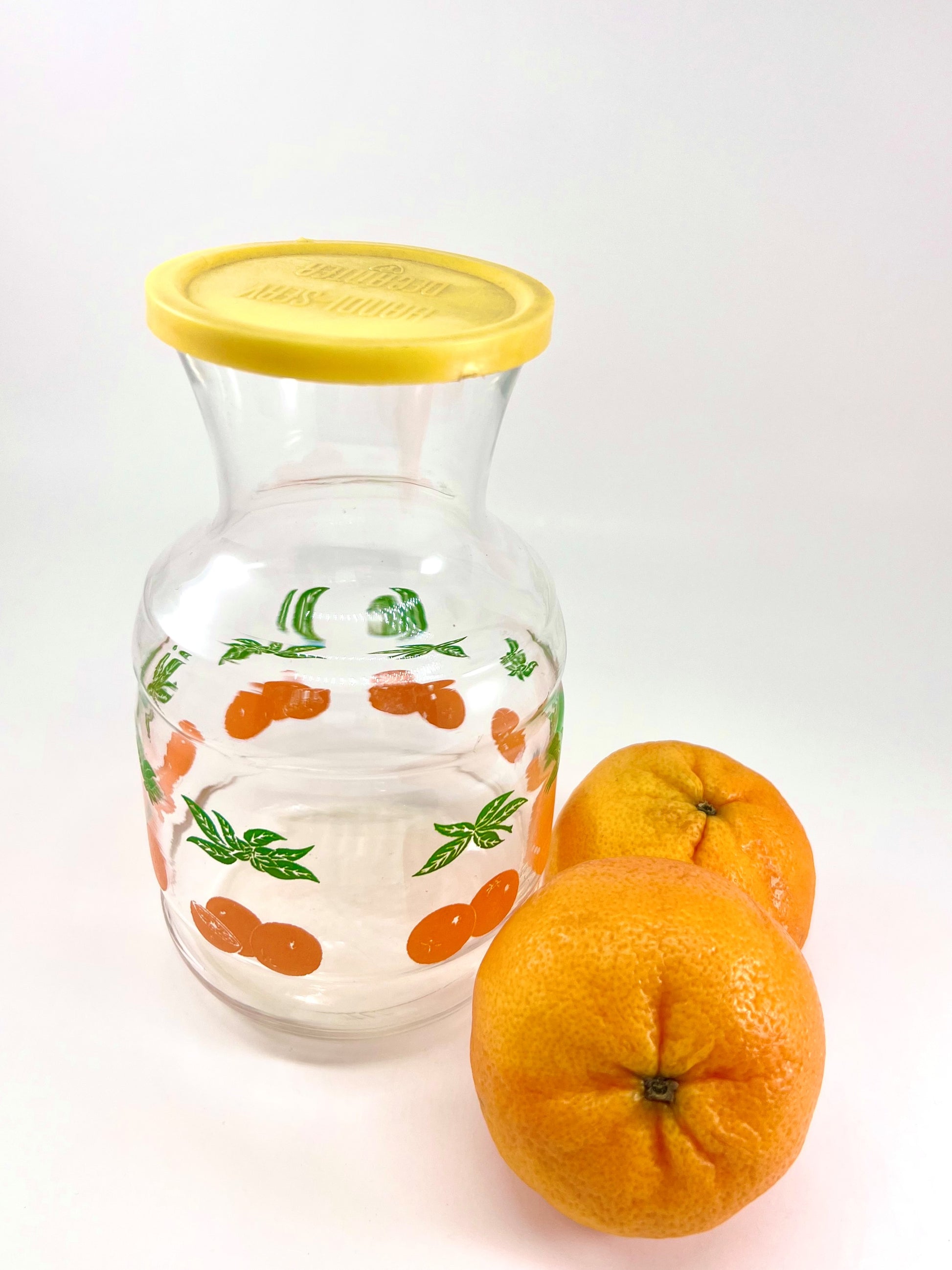 Vintage Mid-Century Anchor Hocking Orange Juice Glasses and Pitcher/Carafe