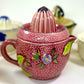 Hotta Yu Shoten Ceramic Reamer Juicer & Pitcher Set with Floral Design, 1920s-1930s Japan