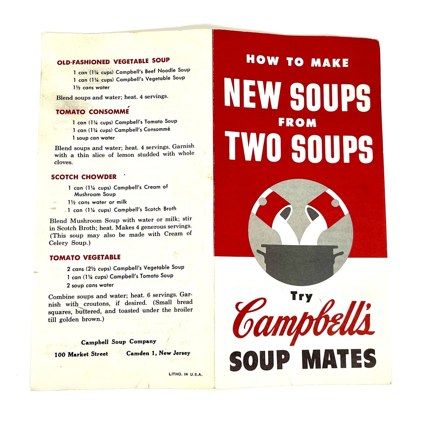 Campbell's Soup Recipe Pamphlet, How to Make New Soups from Two Soups, 1960s
